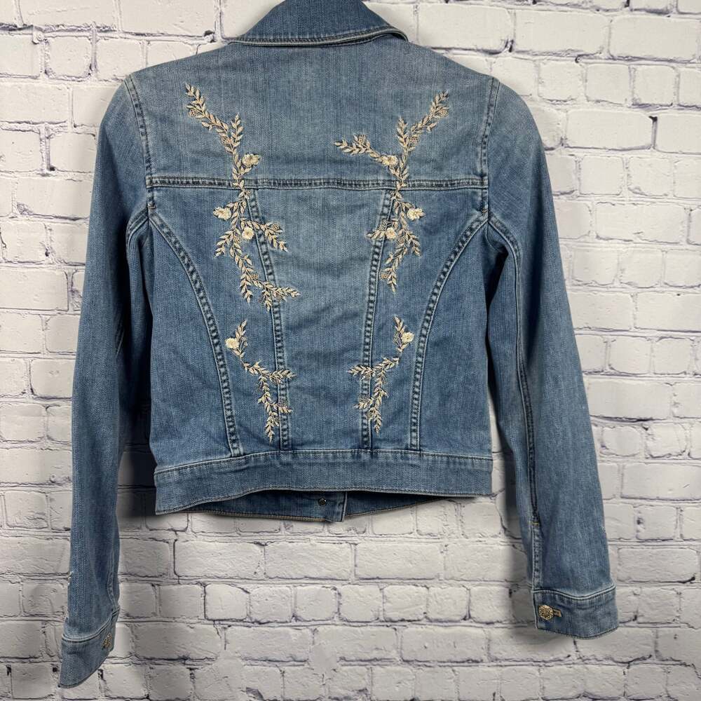 White House Black Market Embroidered Denim Jacket - Picture 2 of 5